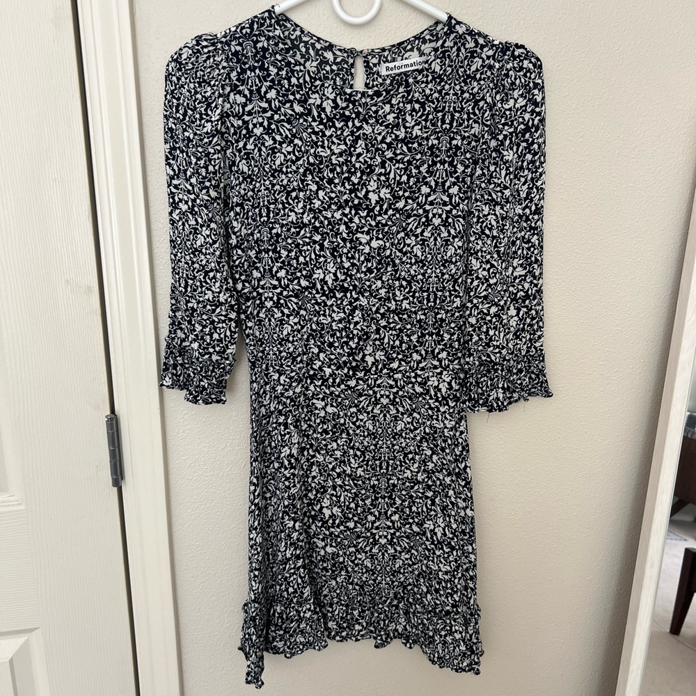 Reformation black and white mini dress